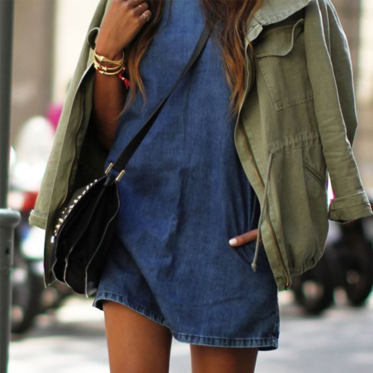 Summer Work Outfit Idea: Denim Shirtdress and Espadrille Wedges