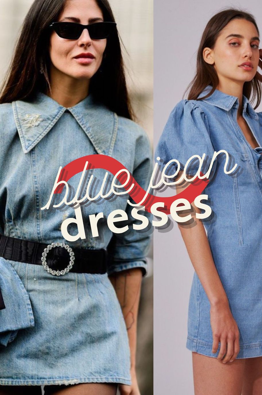 Two blue jean dresses