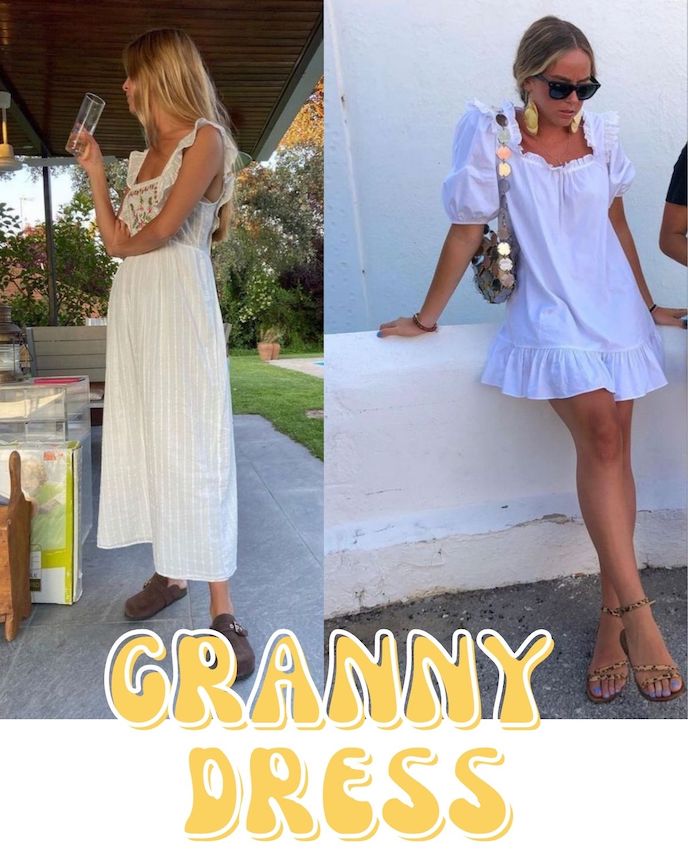 granny dresses two girls in cute white grandma dresses