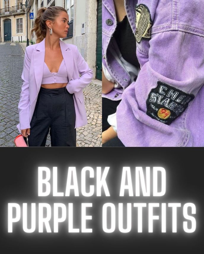 two black and purple outfits