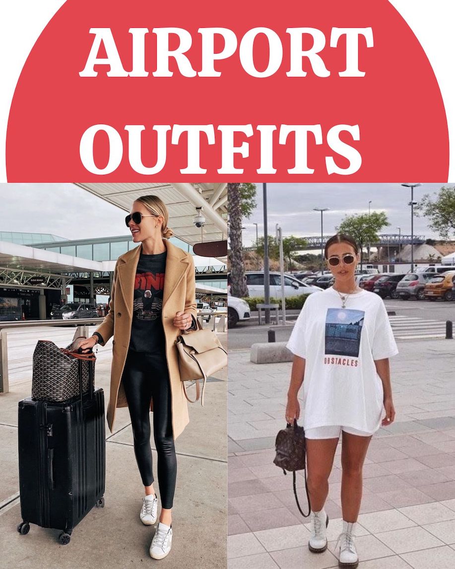 Two girls in airport travel outfits