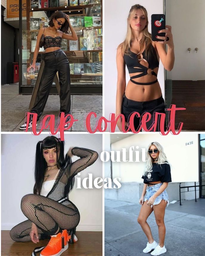 four different outfit ideas for concerts 