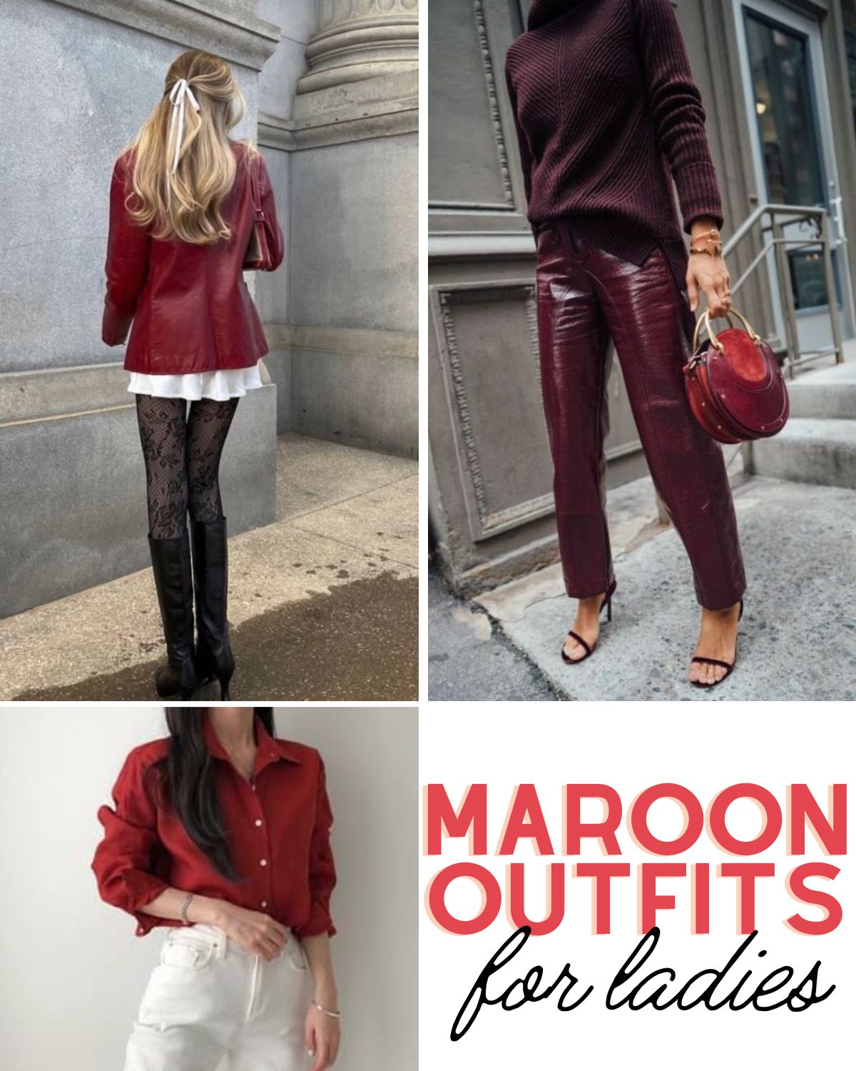 Girls wearing cute fall outfits in a deep red
