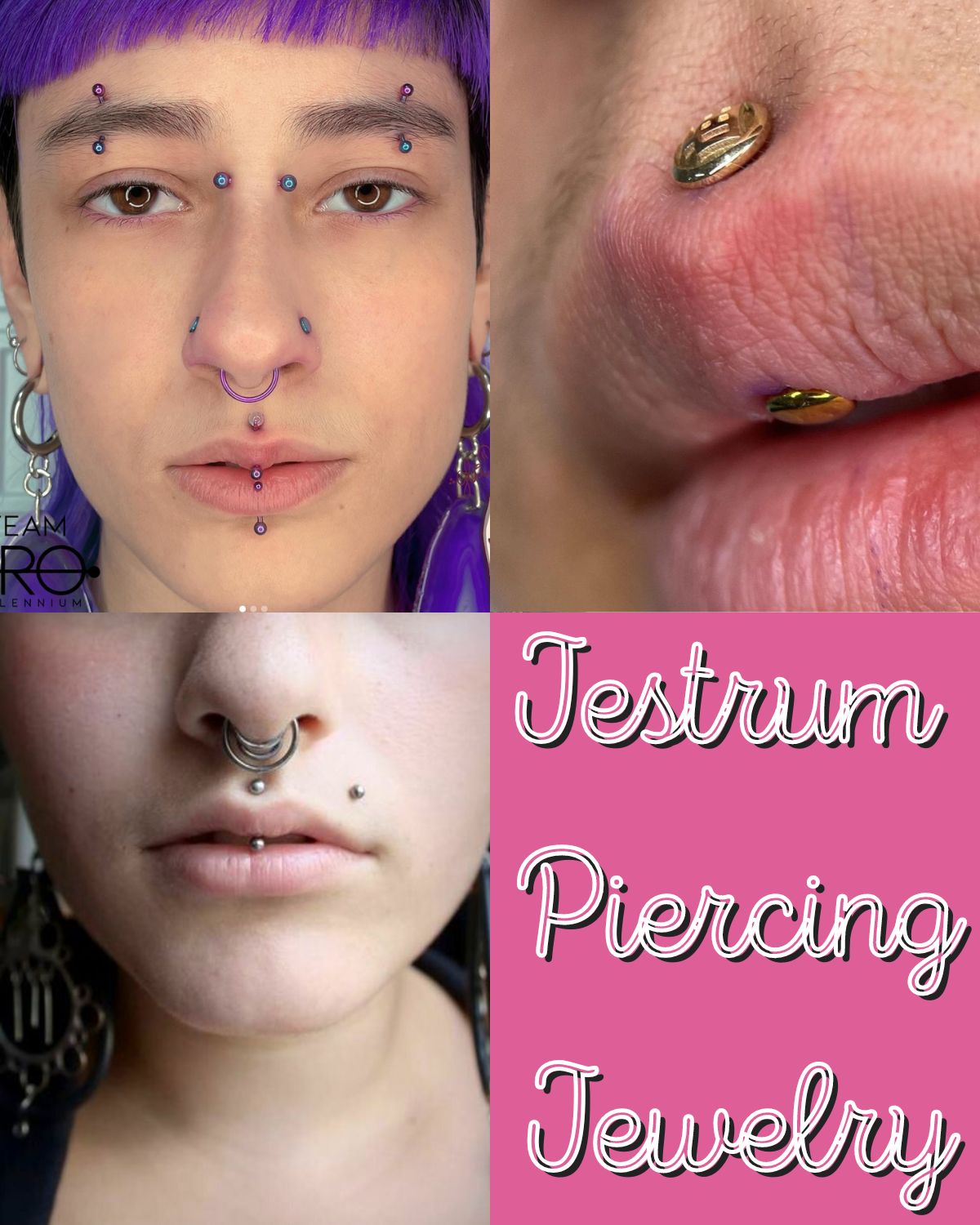 Three people with jestrum piercings
