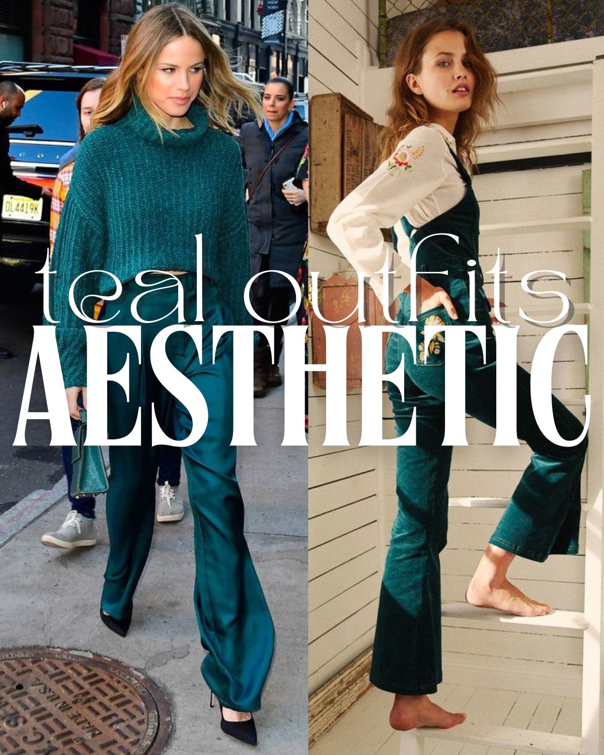 Aesthetic outfits in the color teal
