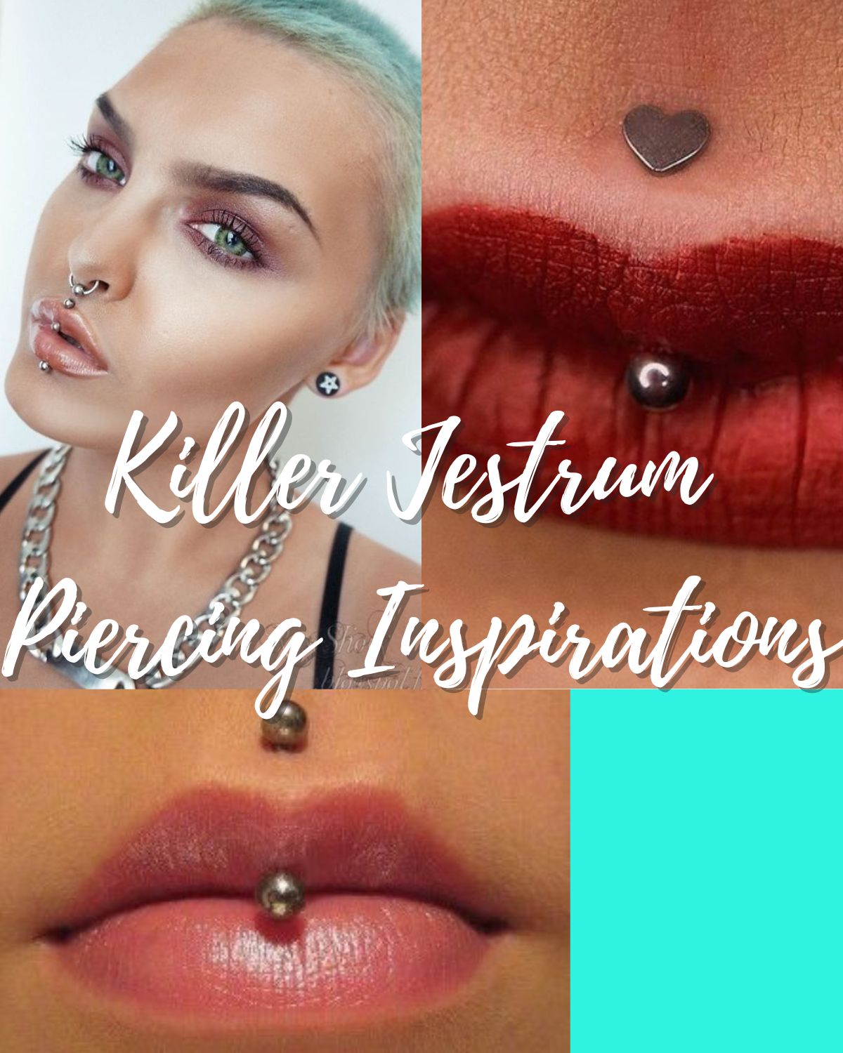 Three women with jestrum lip rings and other piercings 