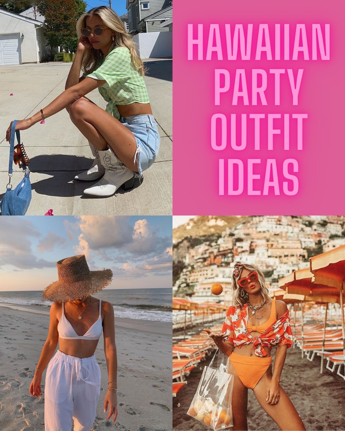 Three girls in beach Hawaiian outfit ideas