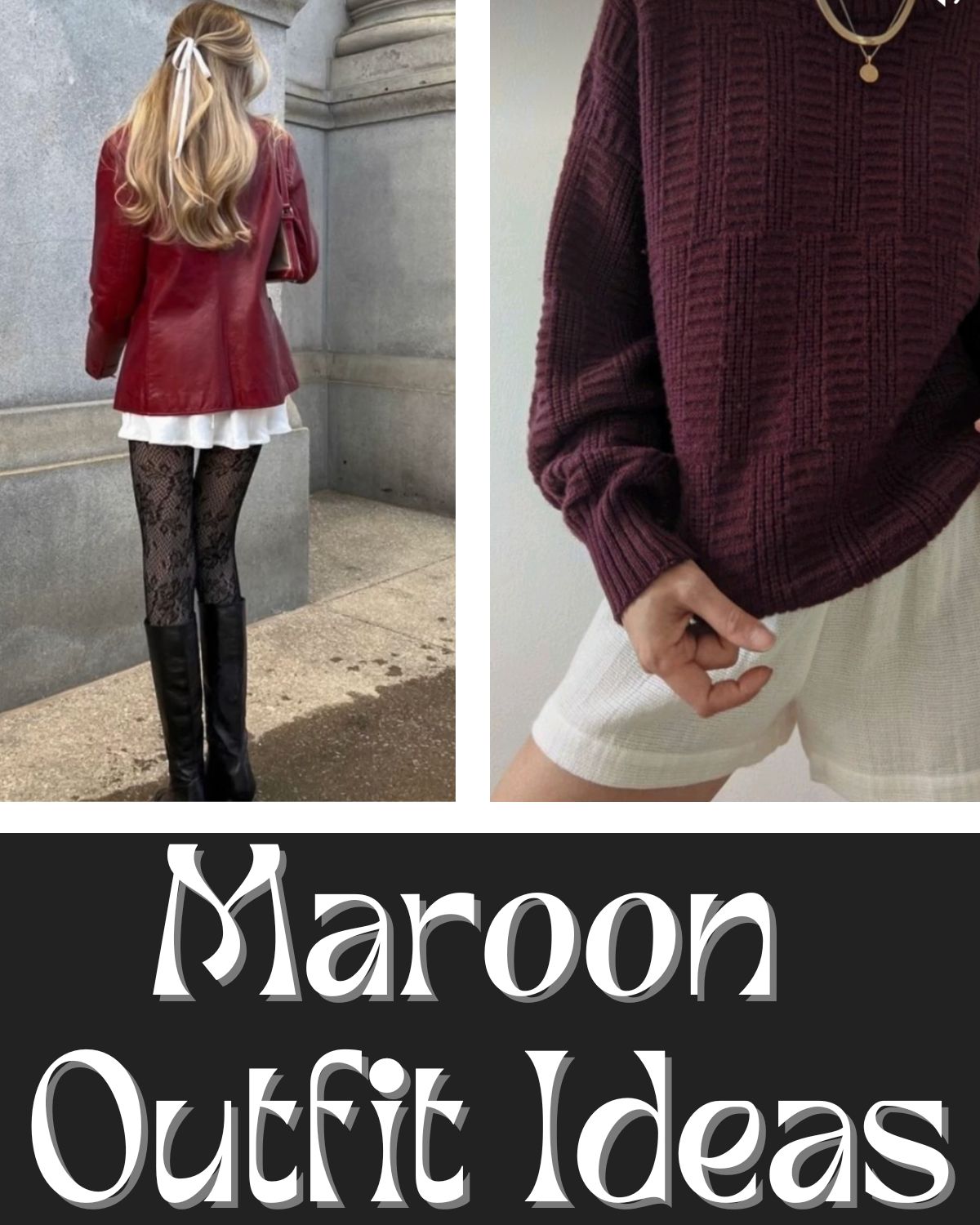 Two women in fall outfits in the color maroon