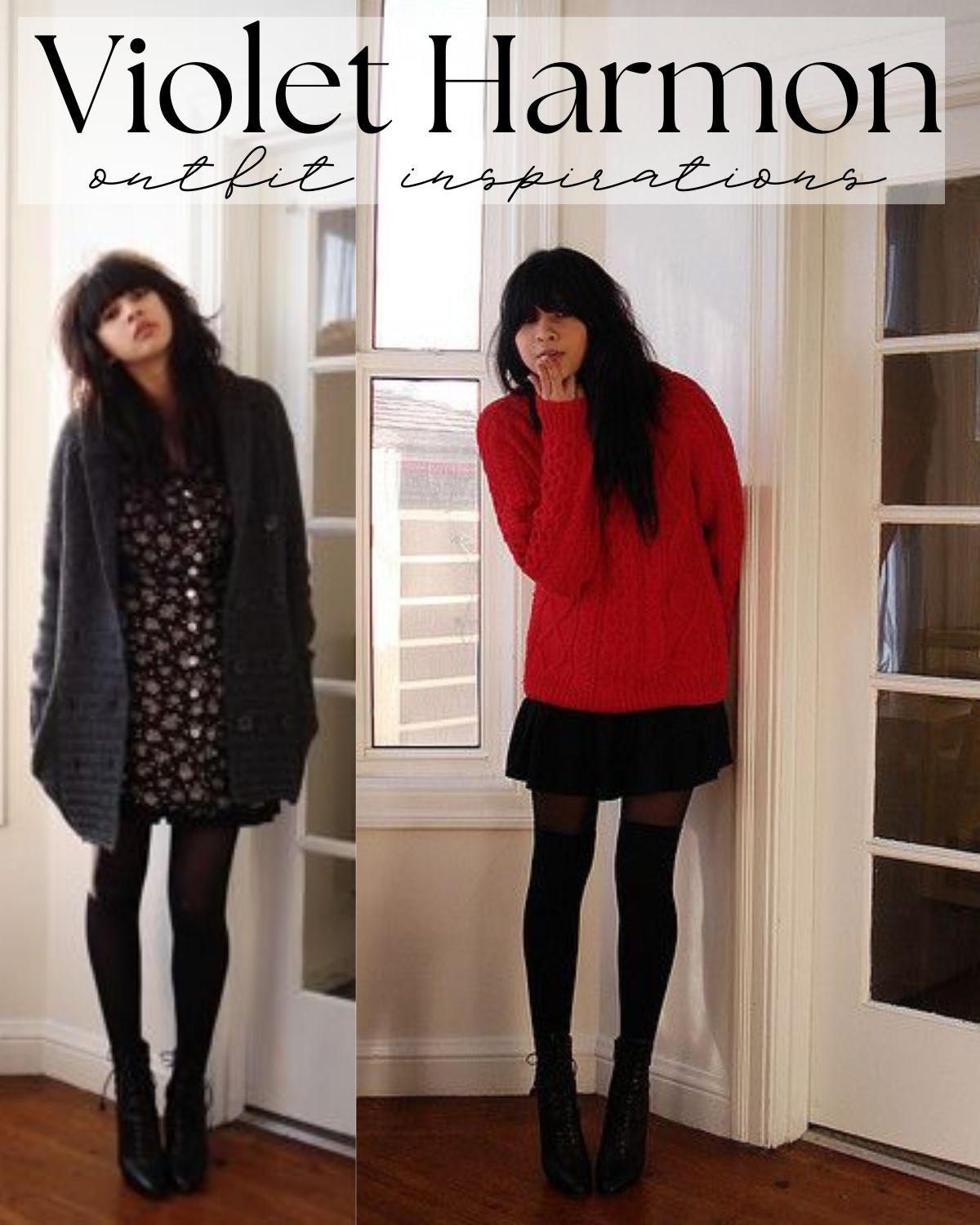 Two outfits with oversized sweaters