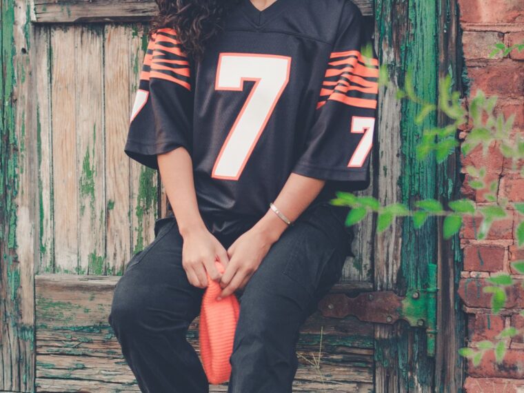 Girl wearing the bengals jersey
