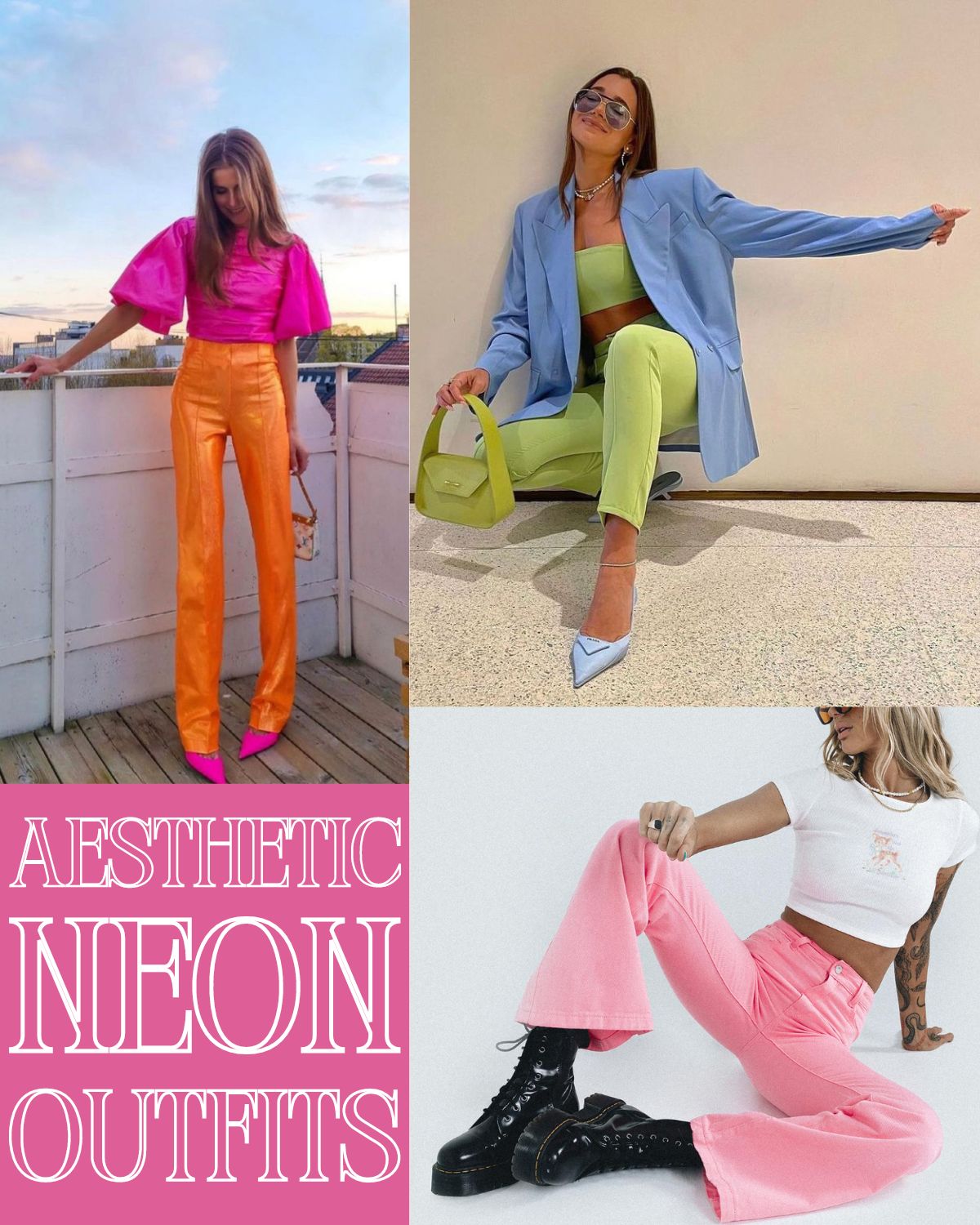 Three girls aesthetic neon outfit ideas