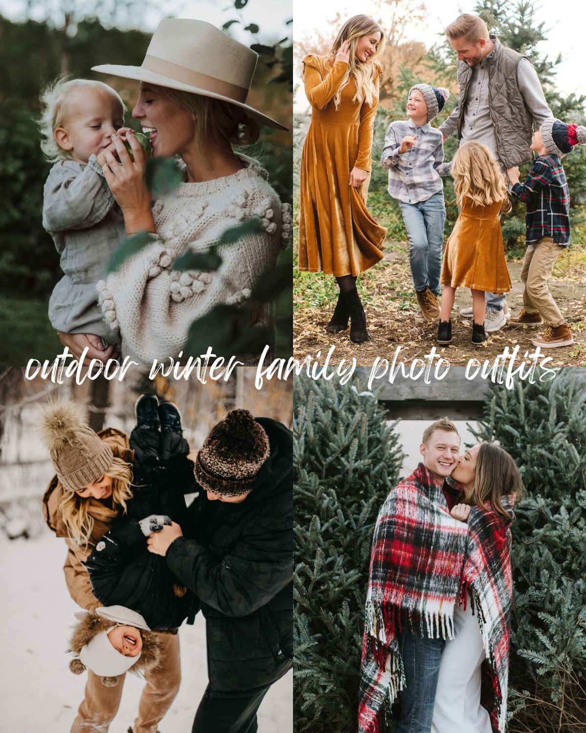 Outdoor outfit ideas for family photos in the winter