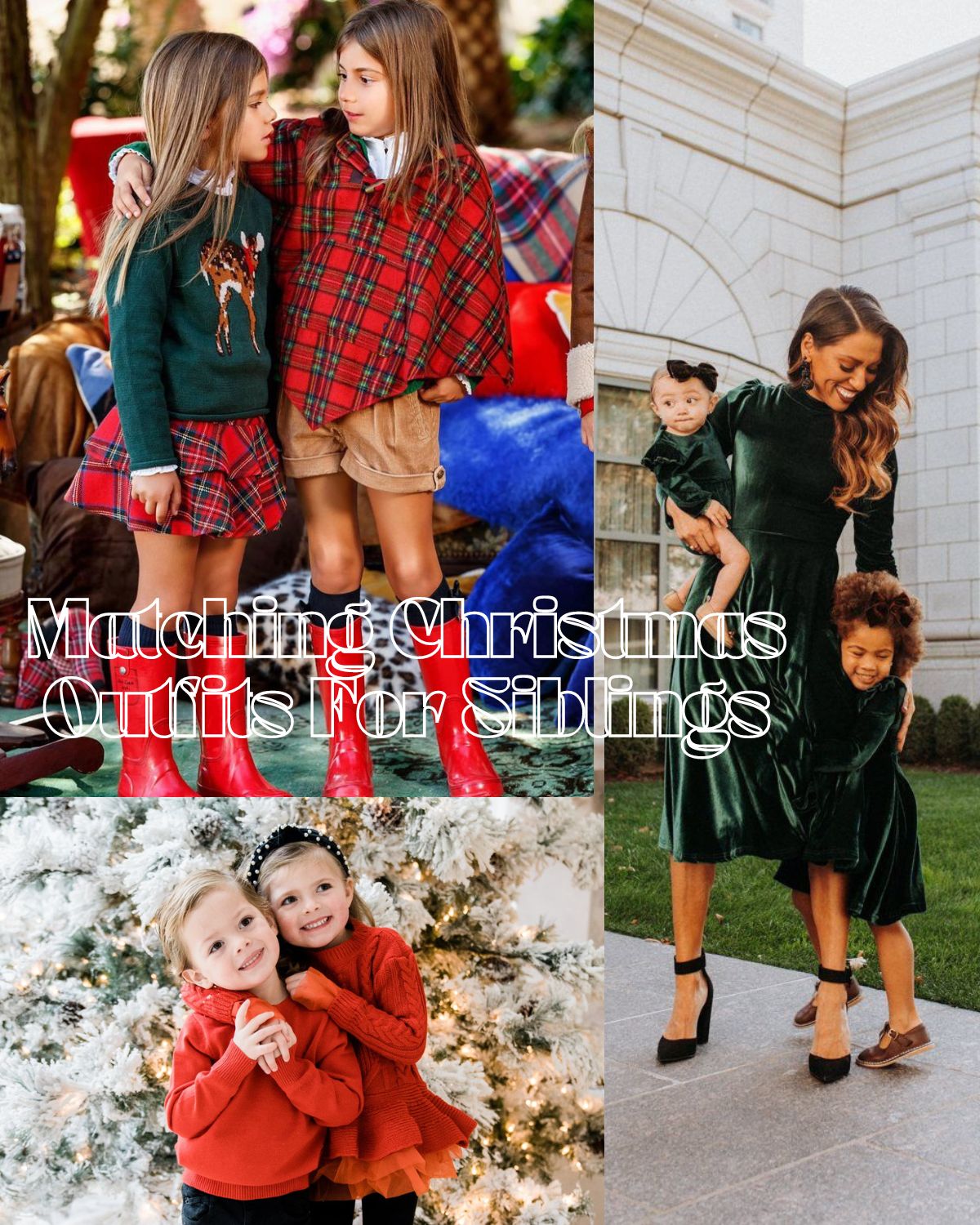 Three photos of people in Christmas outfits 