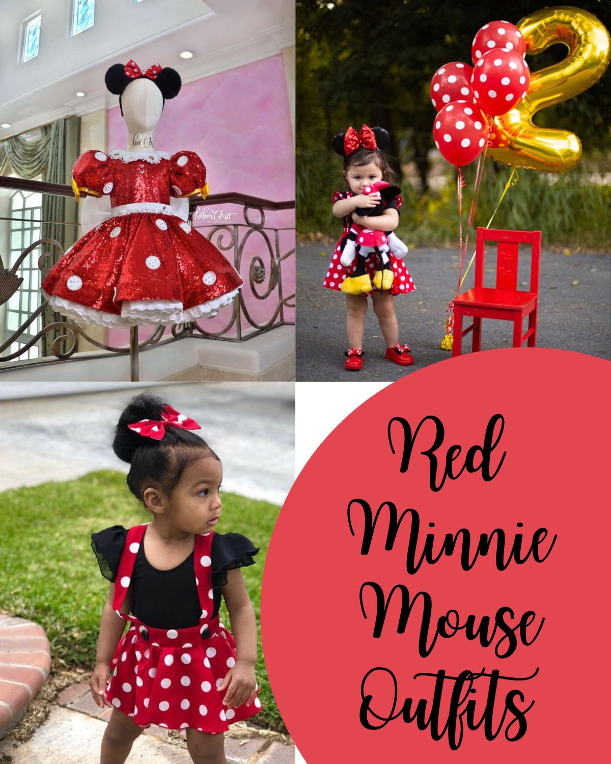 Red outfits for a little girl's Minnie Mouse birthday 