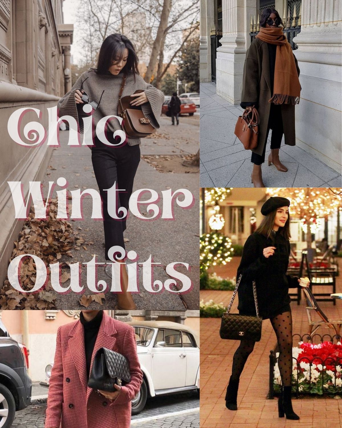 Four chic outfits with coats and sweaters