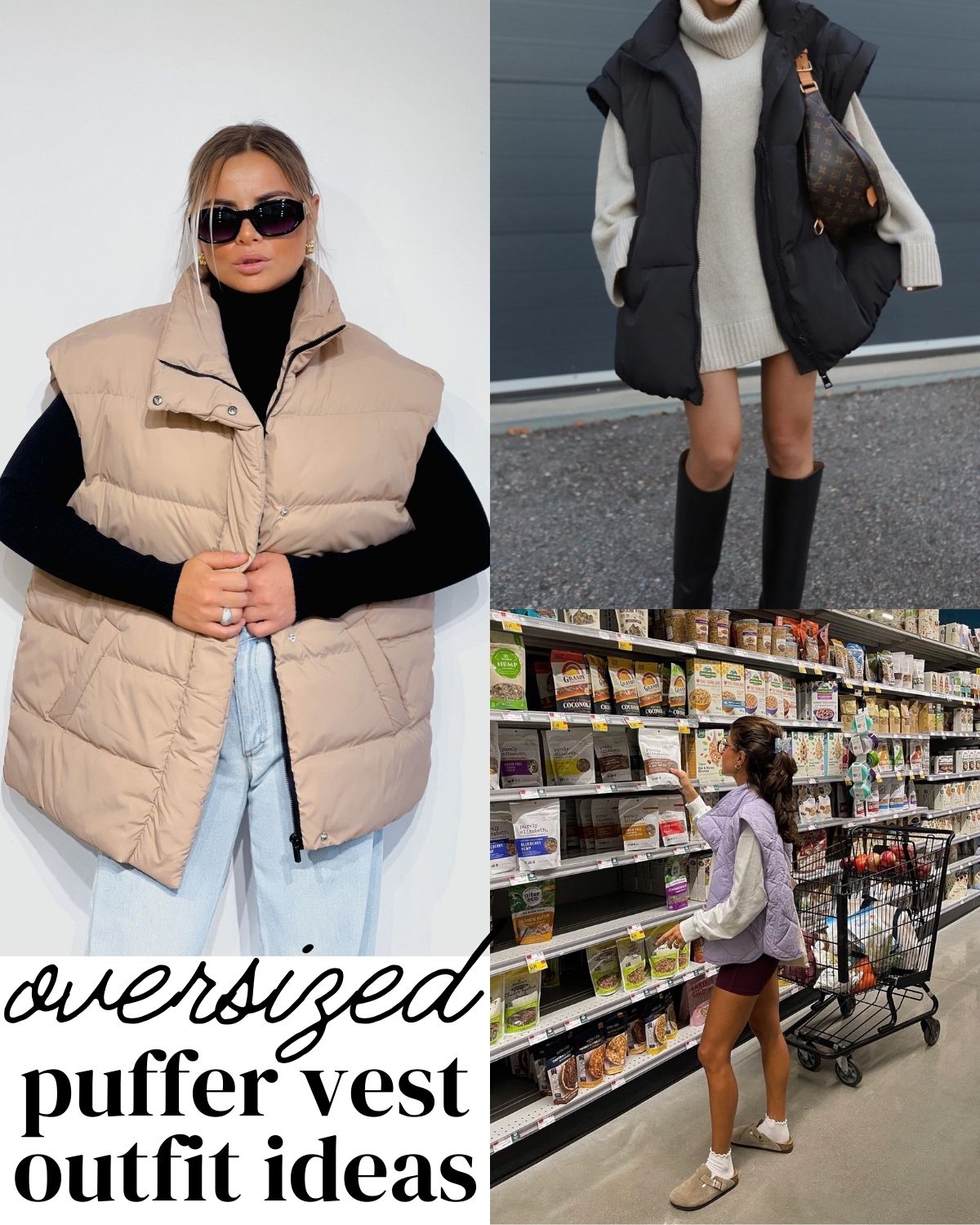 Oversized puffer vests
