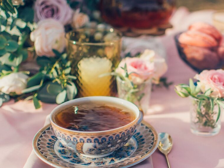 Tea party set up on a table