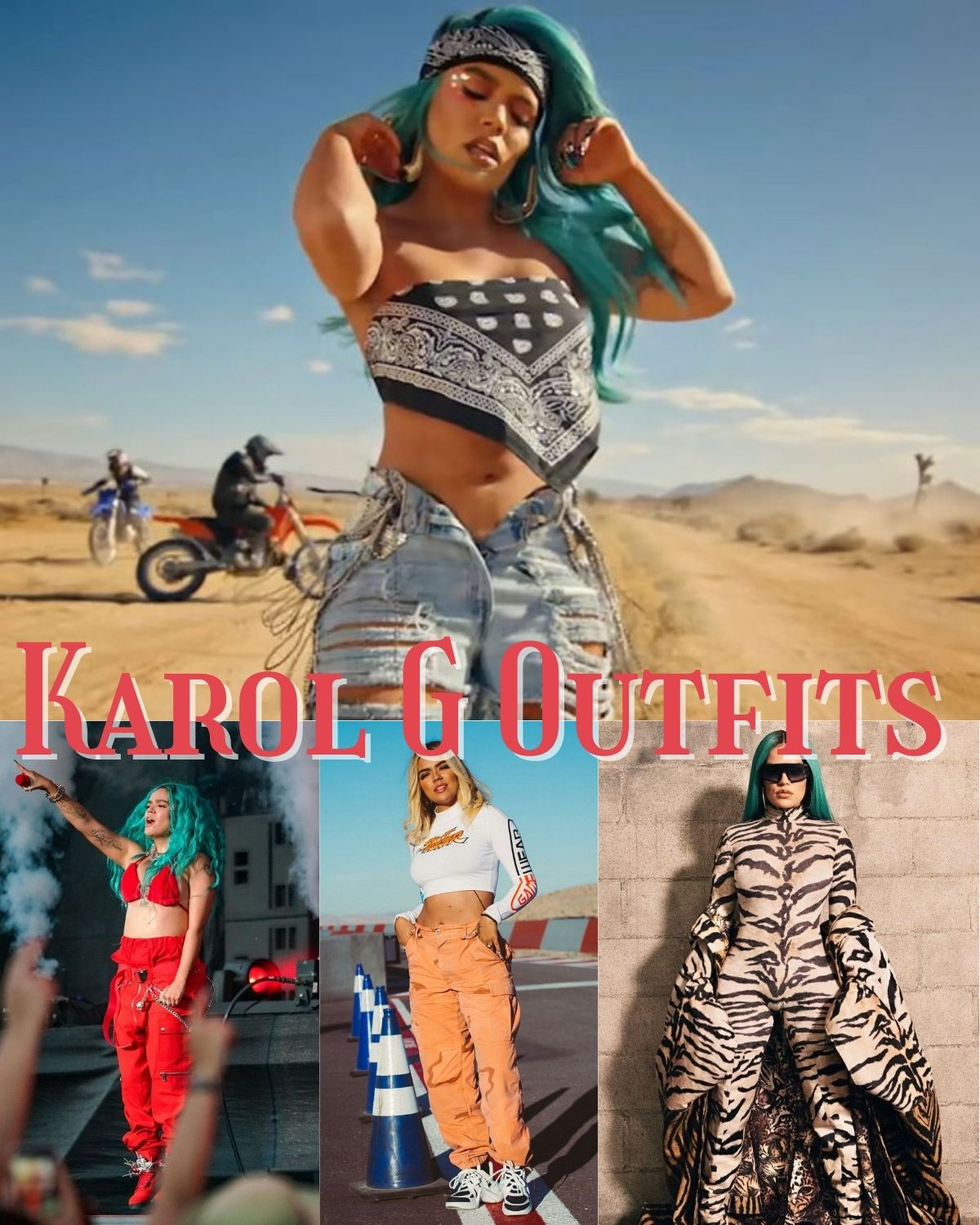 Four iconic Karol G outfits 