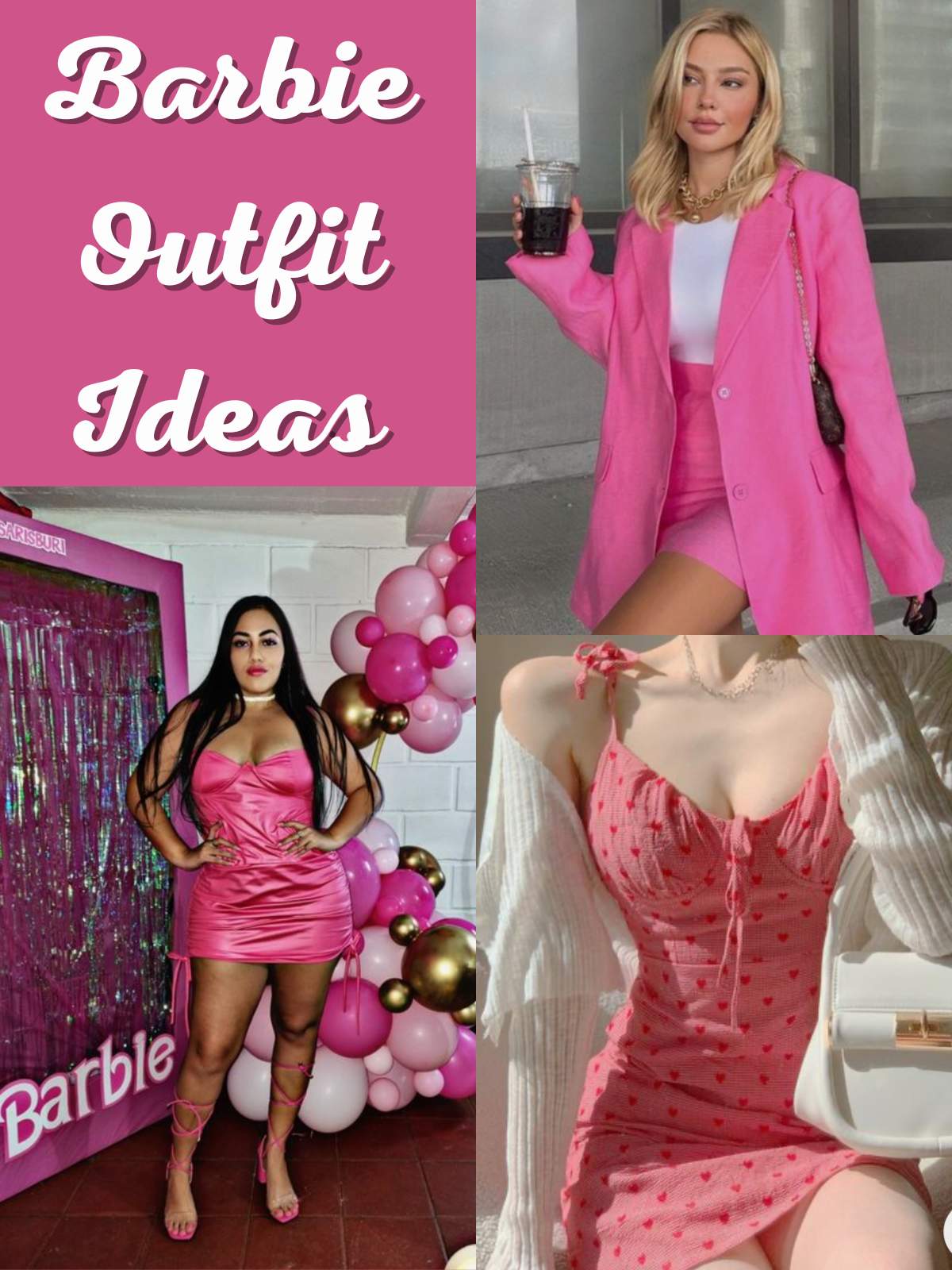 Cute pink themed outfits. 3 different examples of different styles.
