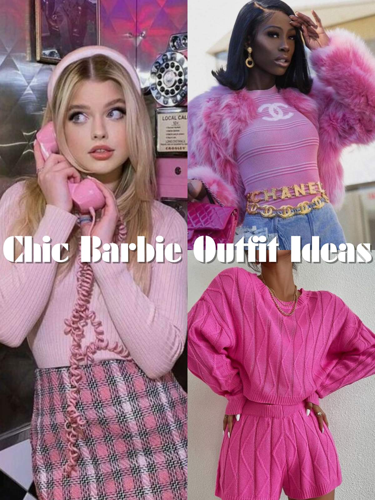 Chic Pink outfit ideas, 3 different examples.
