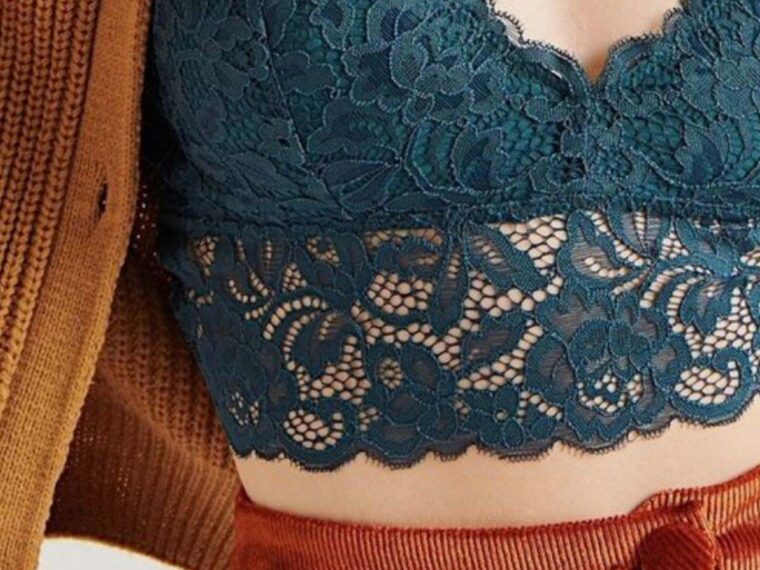Blue bralette with cardigan