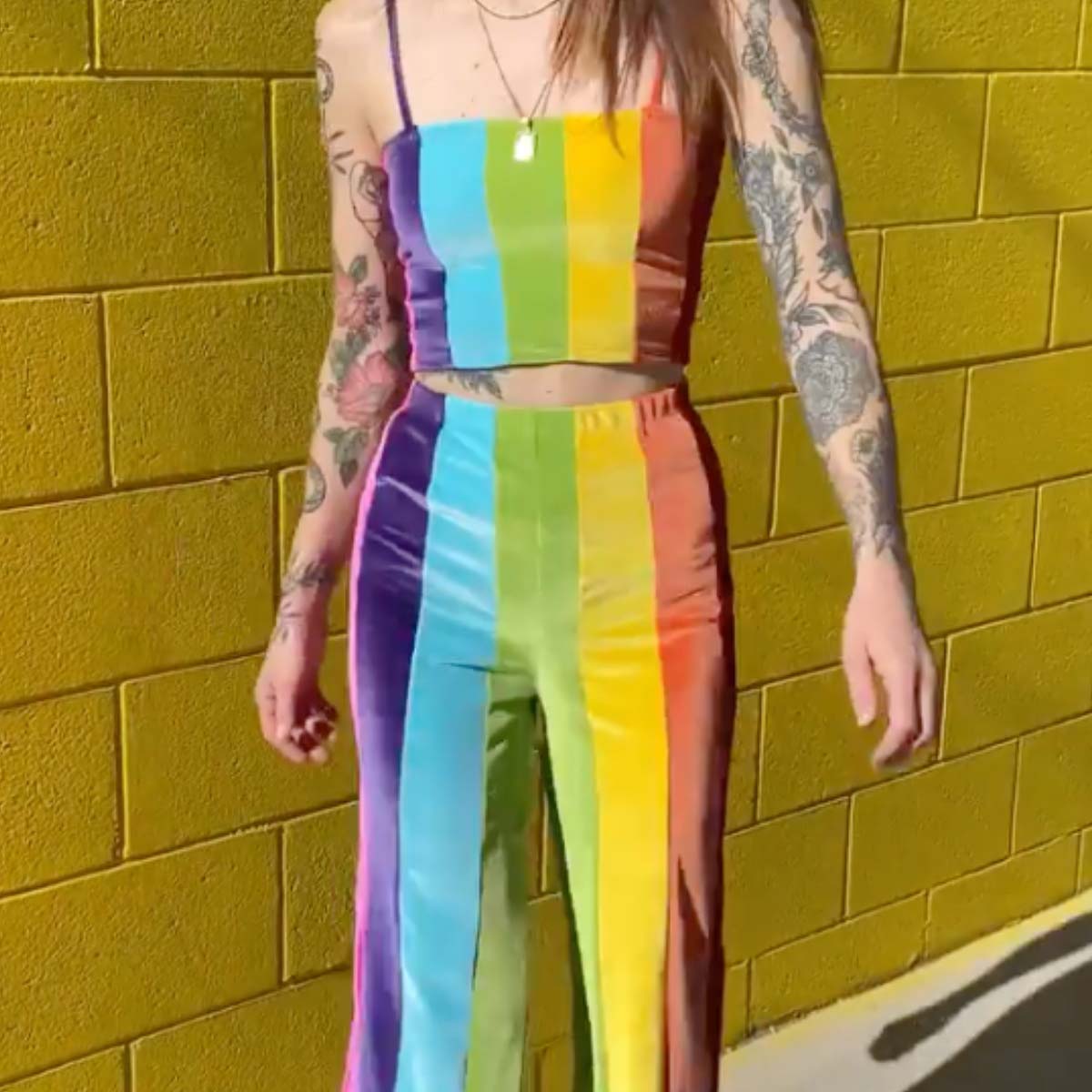 Rainbow matching set for glow party inspiration