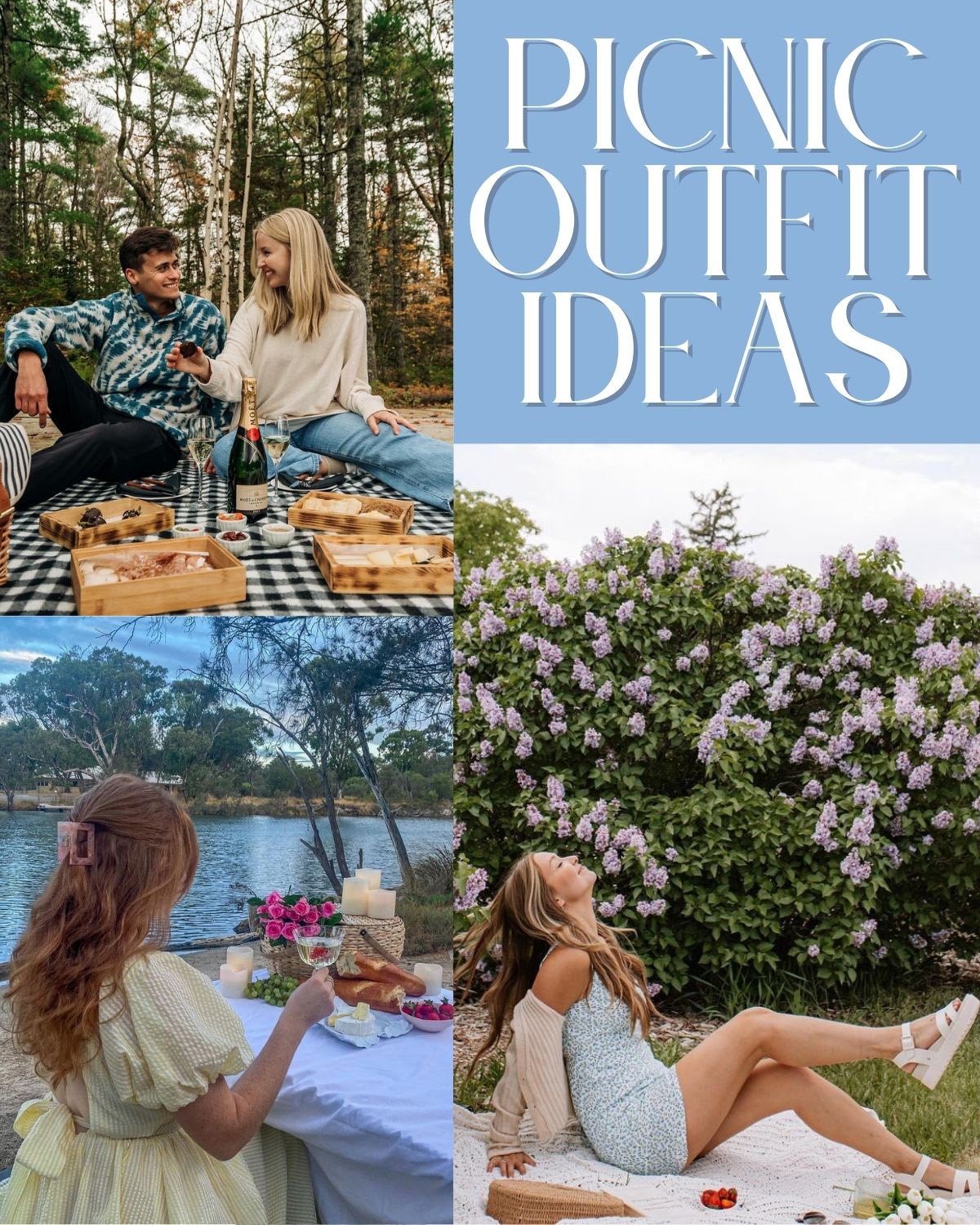 Three photos of people at picnics 