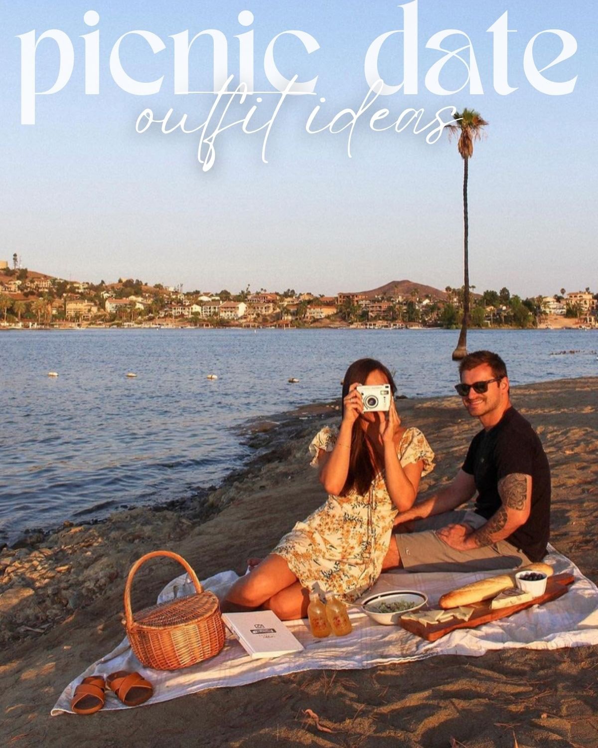 A couple on a picture perfect picnic date. 