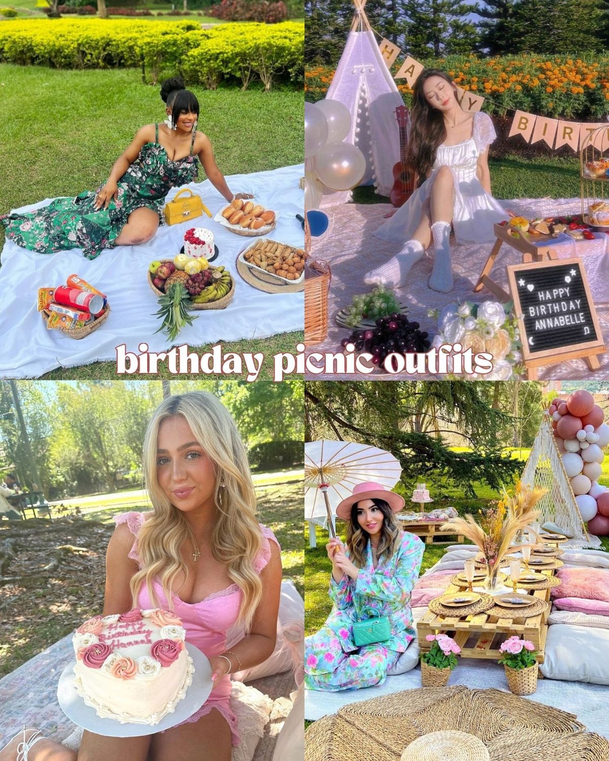 Four girls celebrating their birthdays with a picnic.
