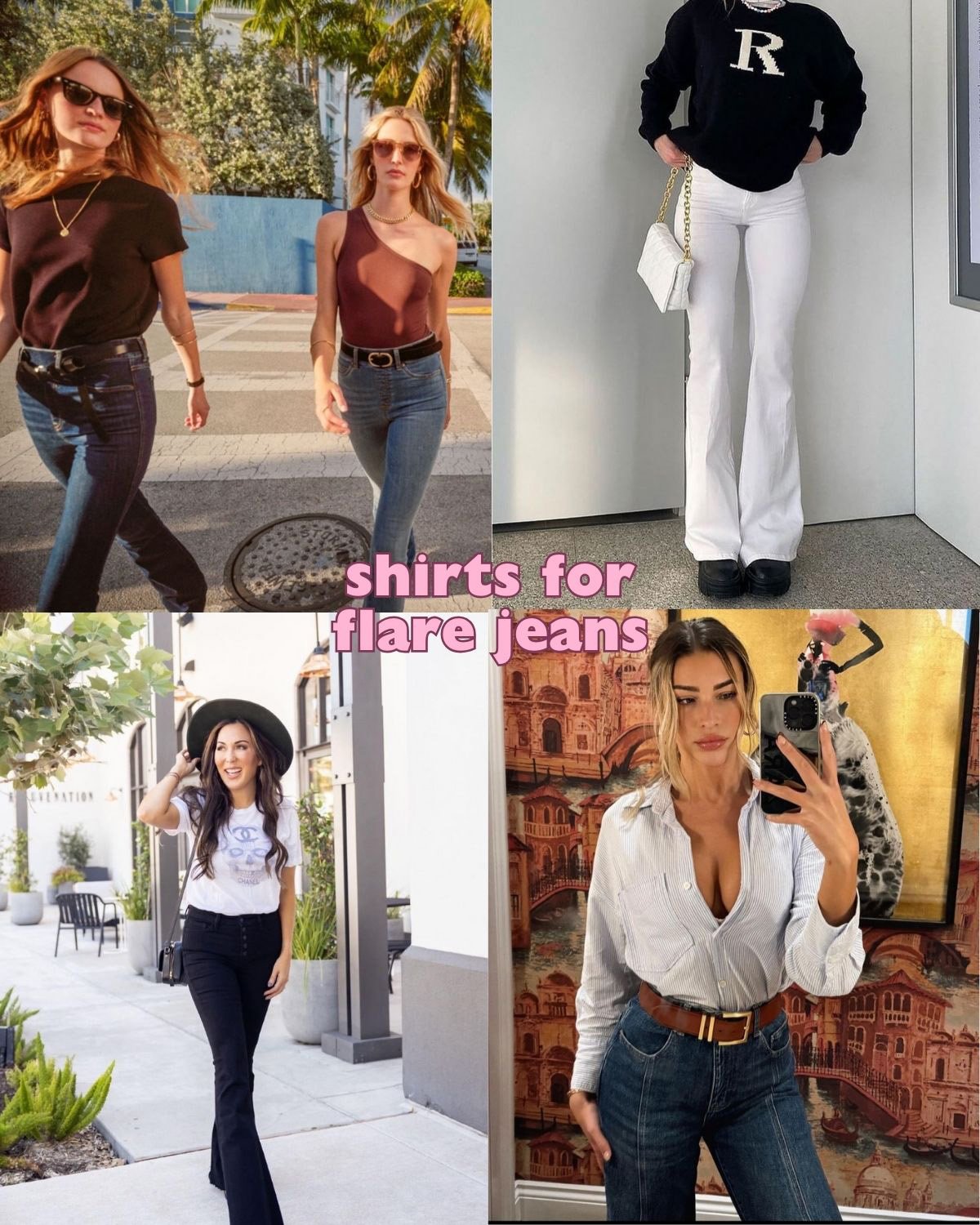 What kinds of shirts to wear with flare jeans