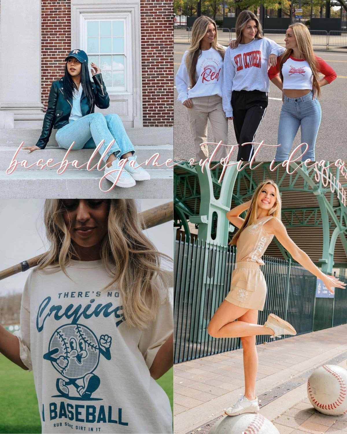 Four baseball game outfit ideas