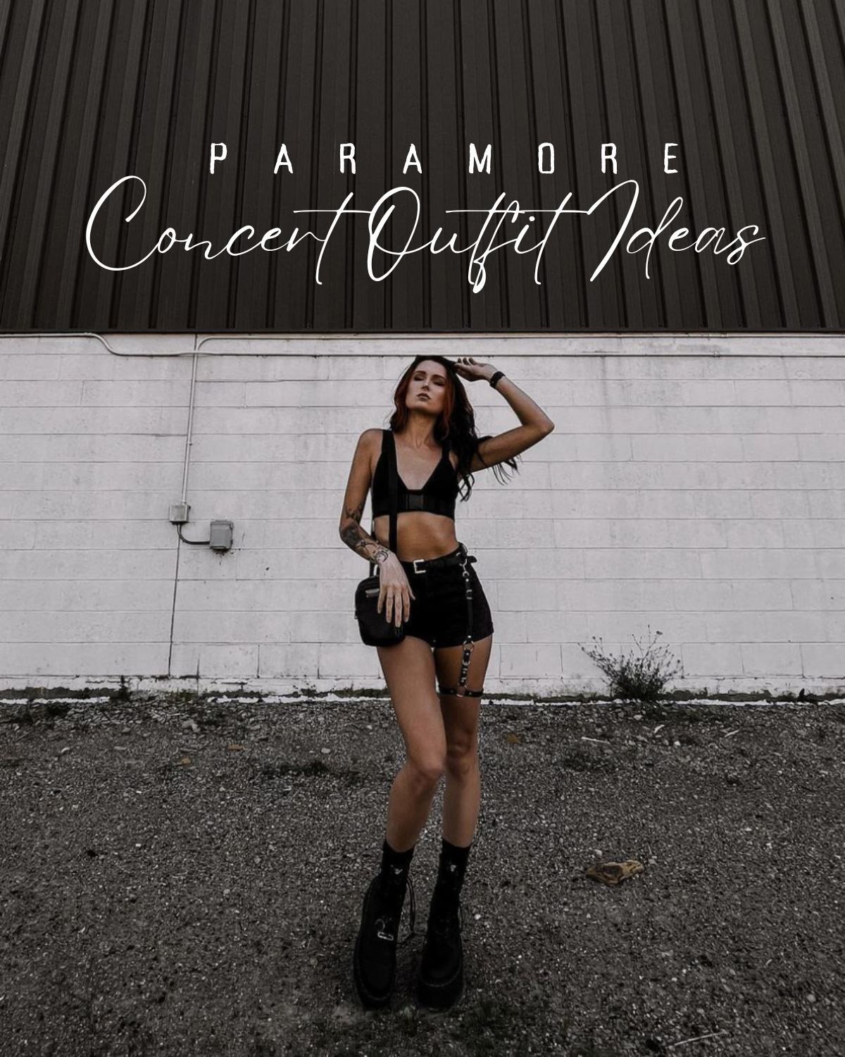 A girl in a cool black outfit for a concert