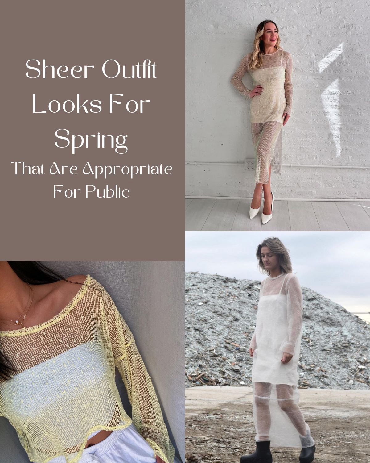 Three girls wearing spring outfits that are see through