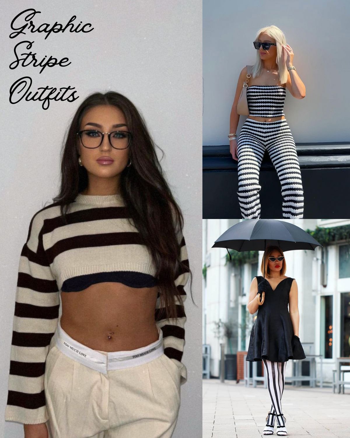 Three women in stripes