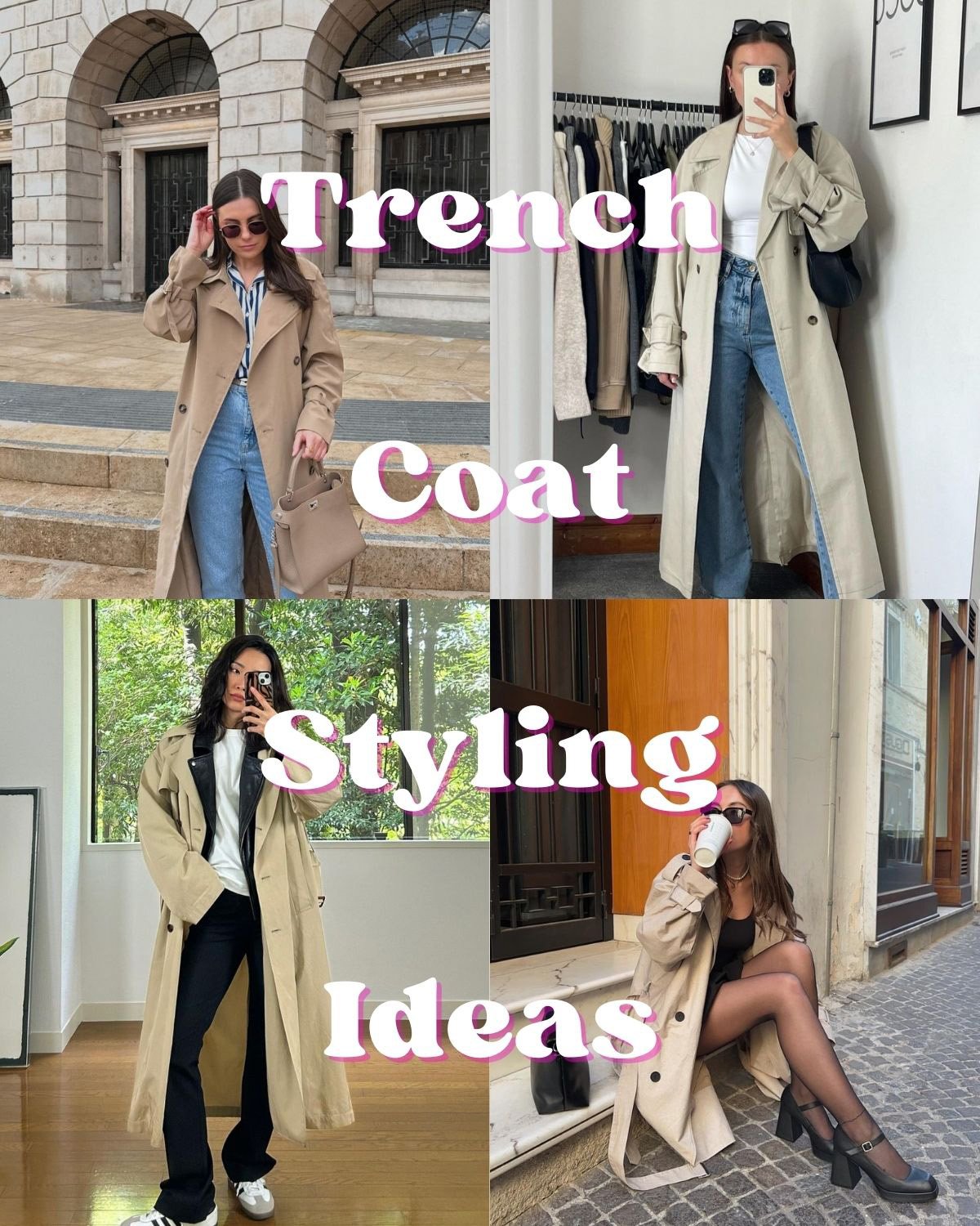 Styling ideas for how to wear a trench coat differently