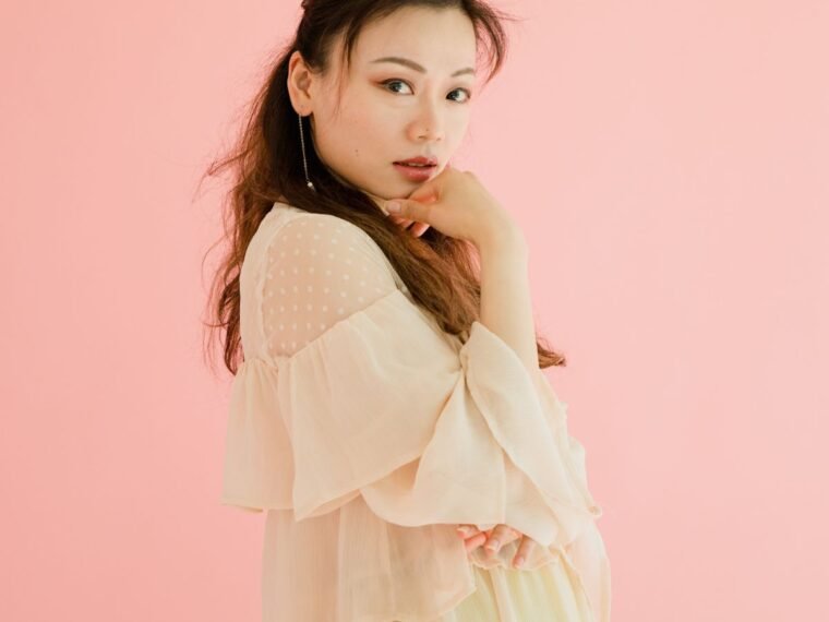 A girl in a sheer dress