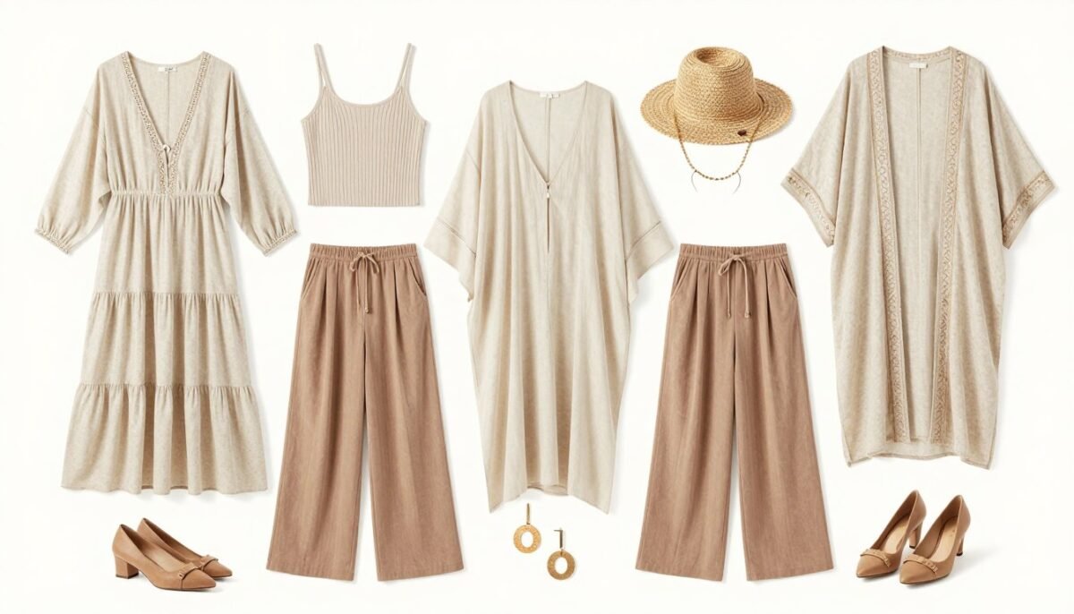 Boho plus size capsule wardrobe layout