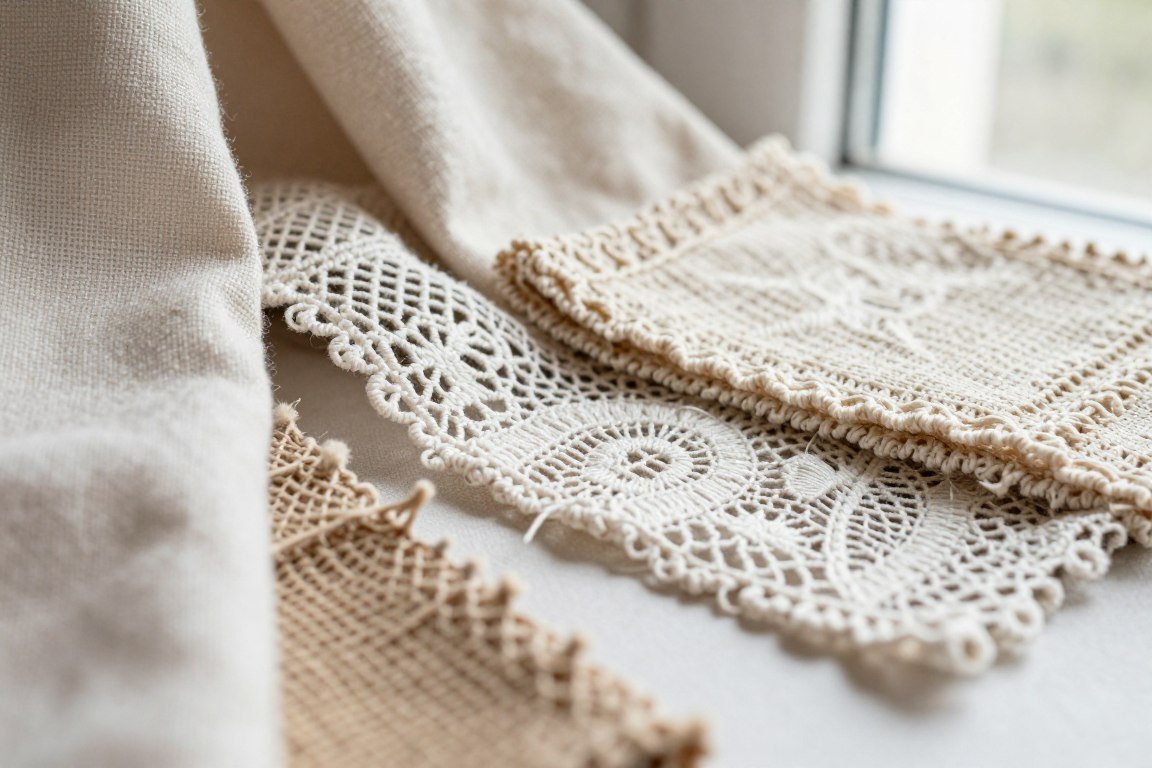 Close-up of boho fabric details and textures