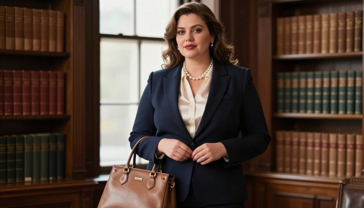 Confident plus size woman embodying old money elegance and poise Confident plus size woman embodying old money elegance and poise