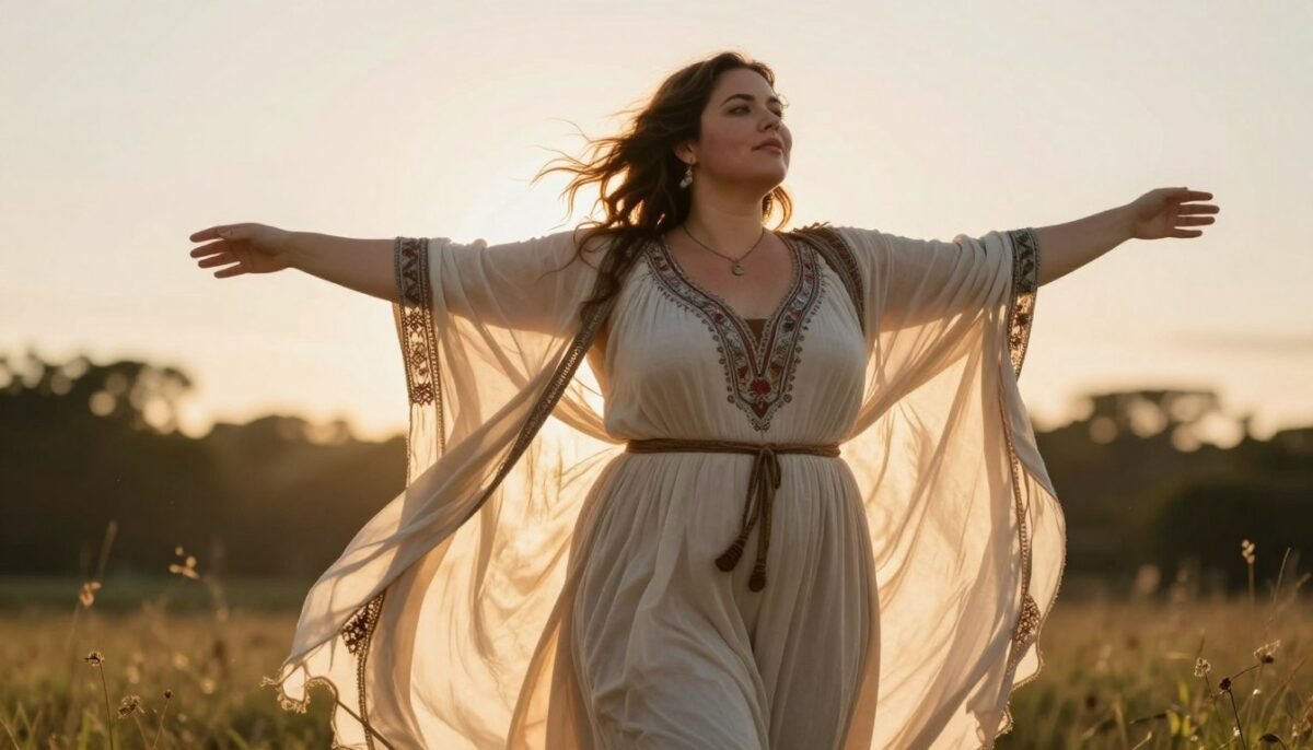 Confident plus size woman embracing boho style