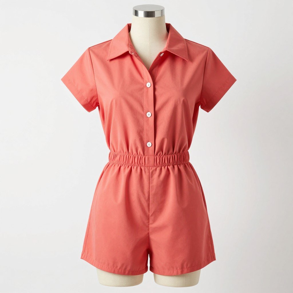 Coral romper for plus size summer travel