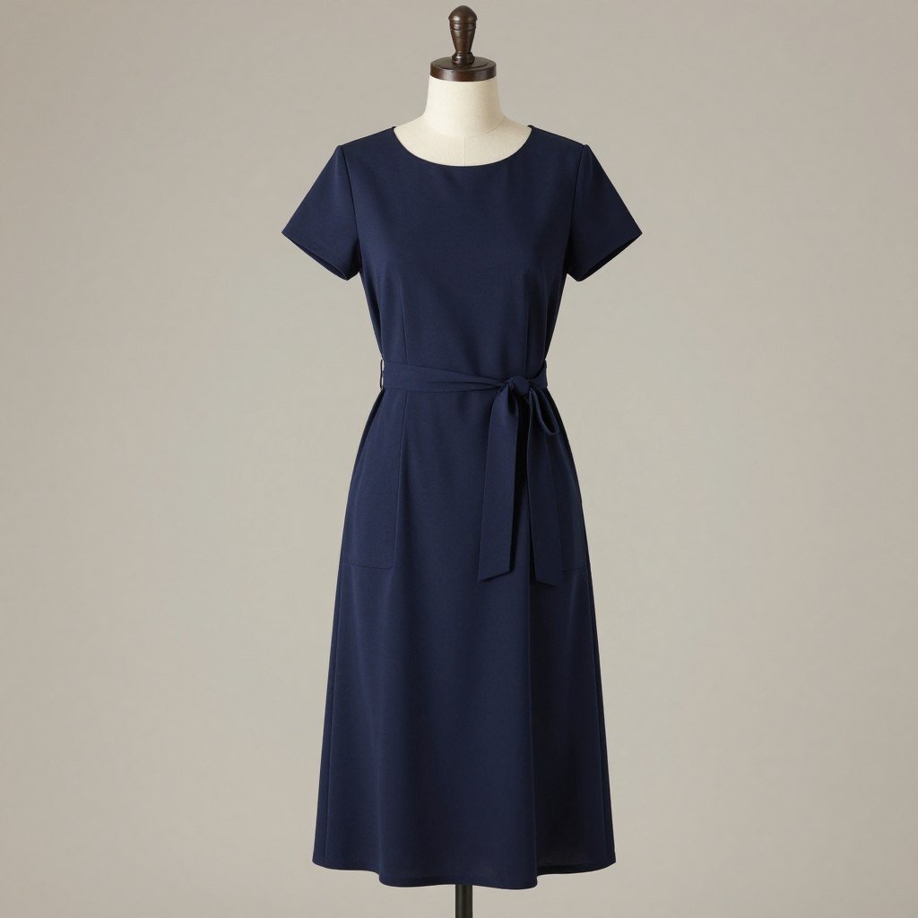 Navy midi dress with pockets for plus size city travel