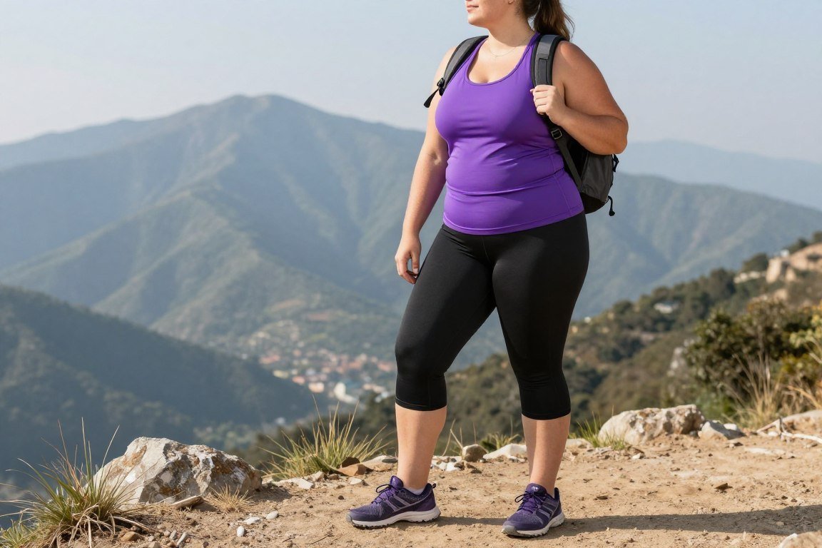 Plus size active vacation outfit for hiking and activities