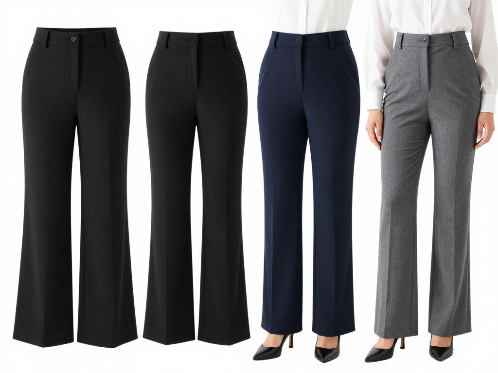 Plus size business pants and trousers in various professional styles