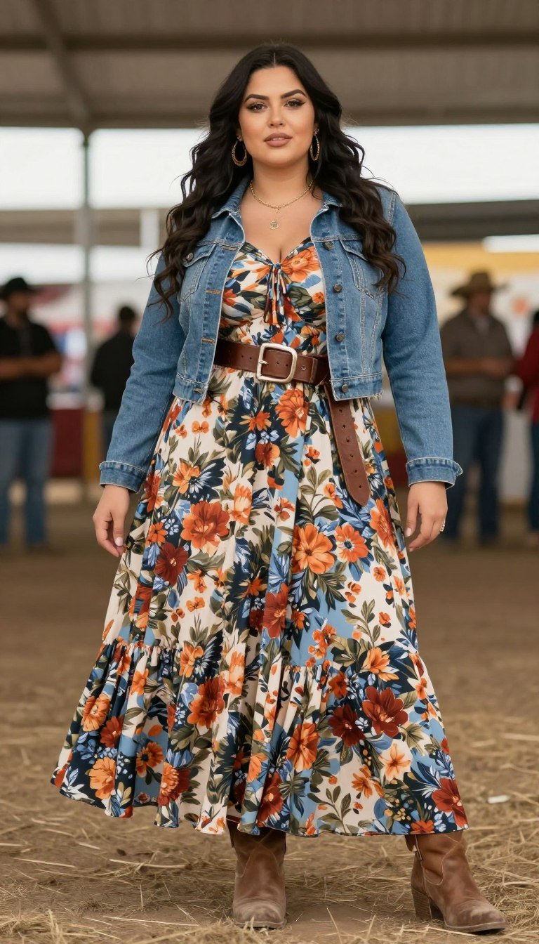 Plus size floral maxi dress western outfit