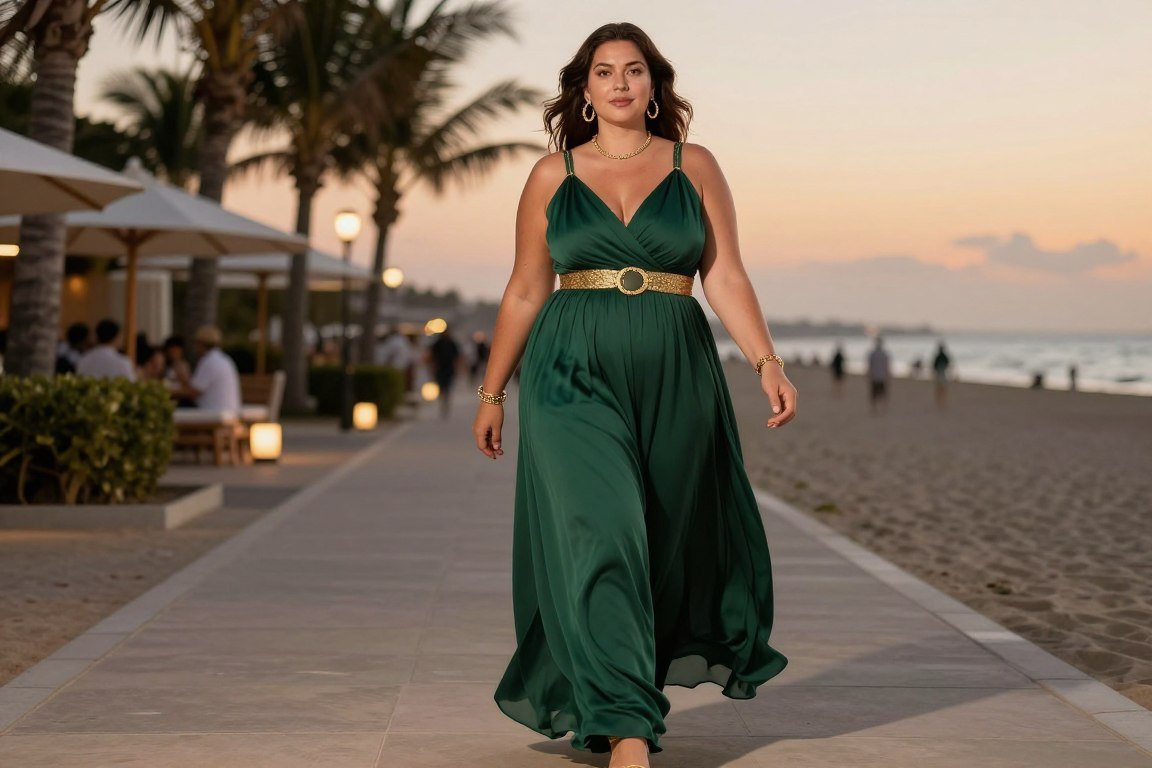 Plus size formal maxi dress for vacation evening wear