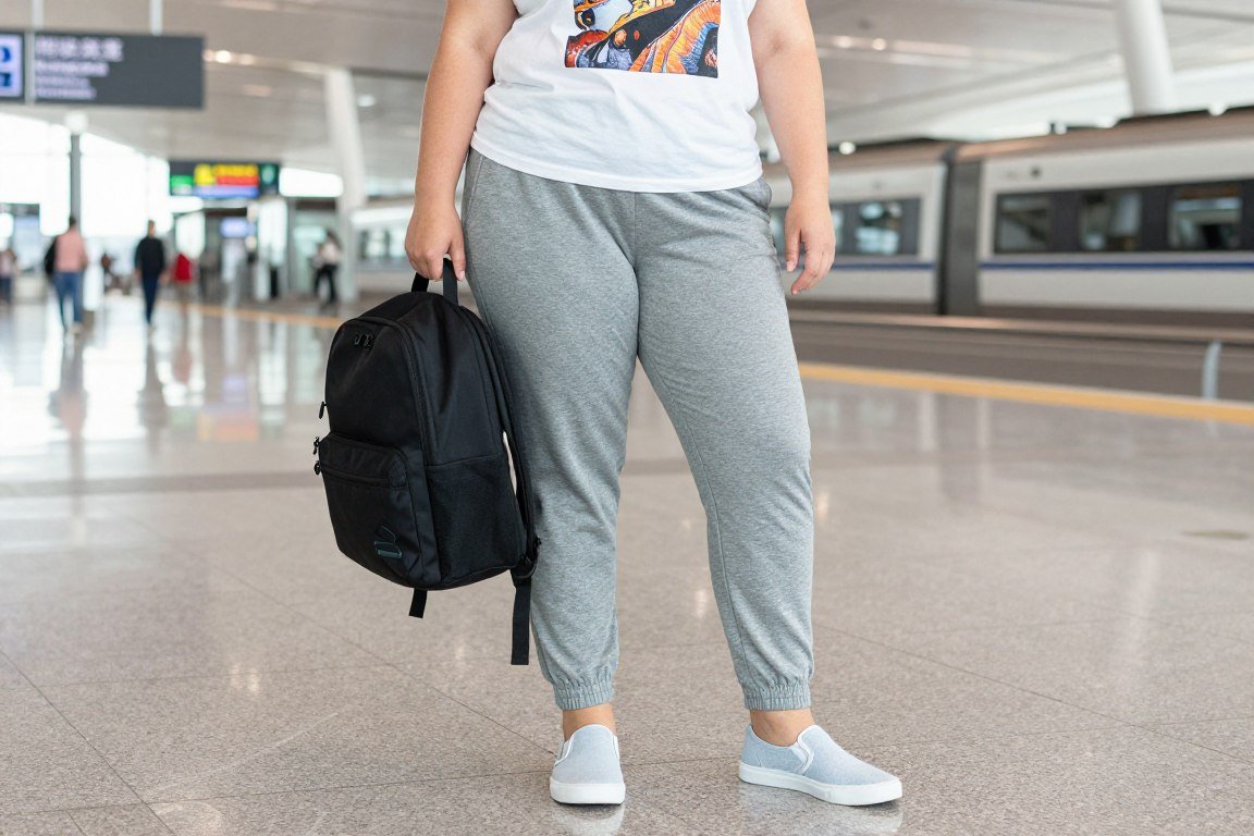 Plus size joggers outfit for casual travel days