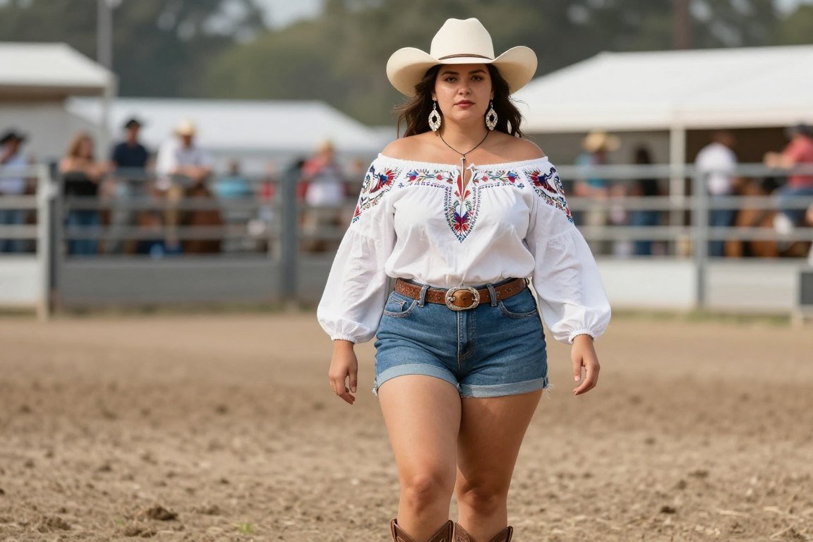 Plus size off-shoulder western outfit