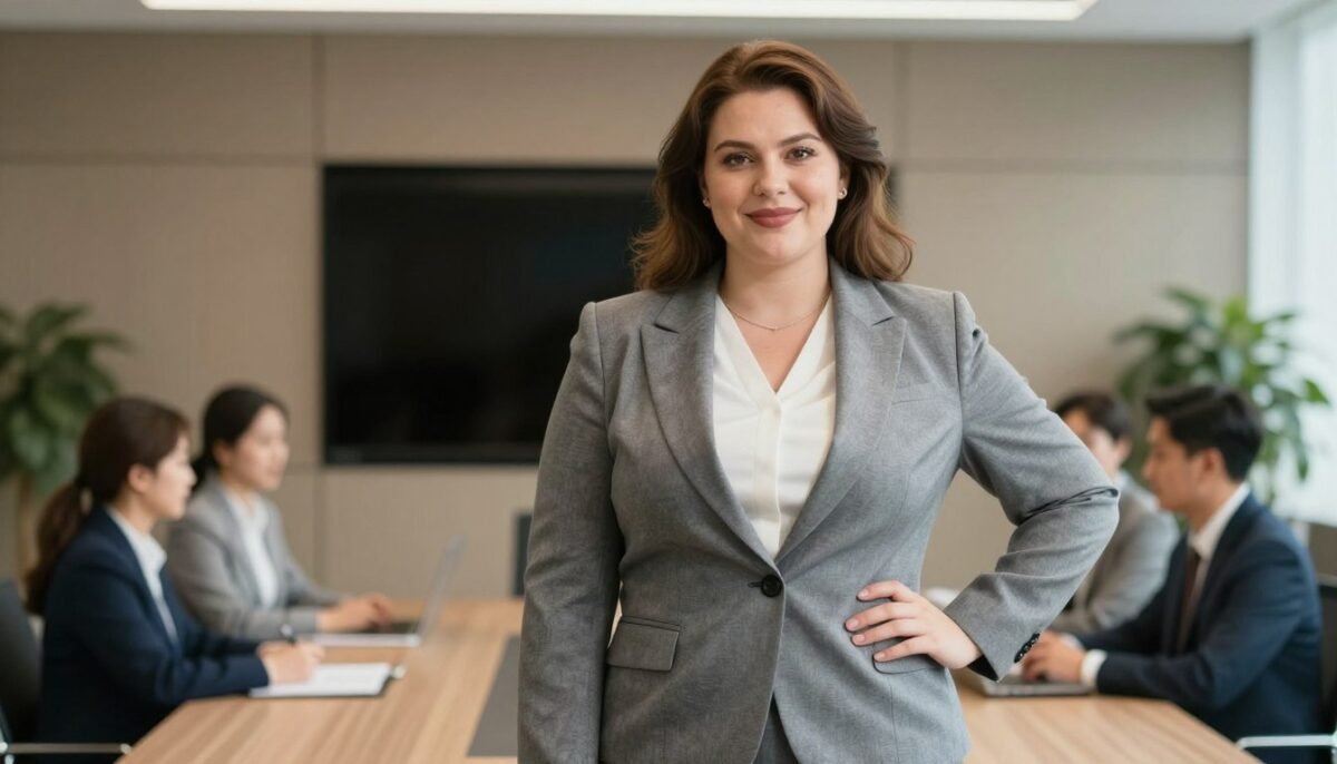 Plus size professional outfit for special workplace events and presentations