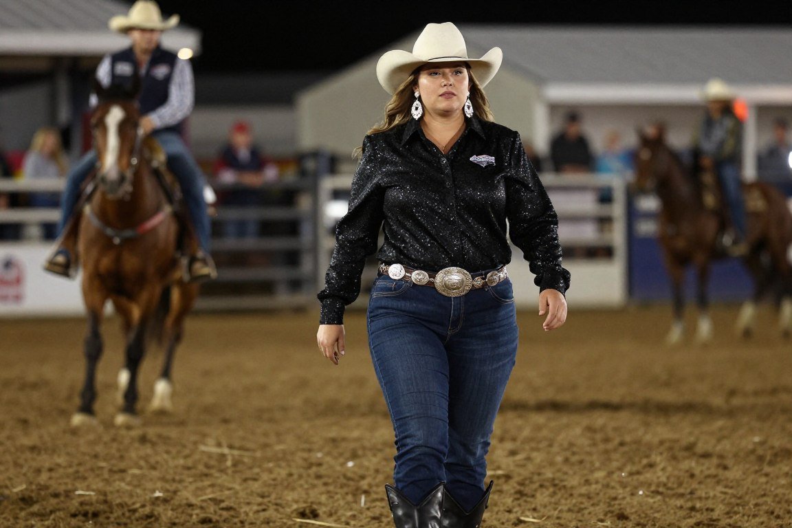 Plus size sequined western blouse outfit